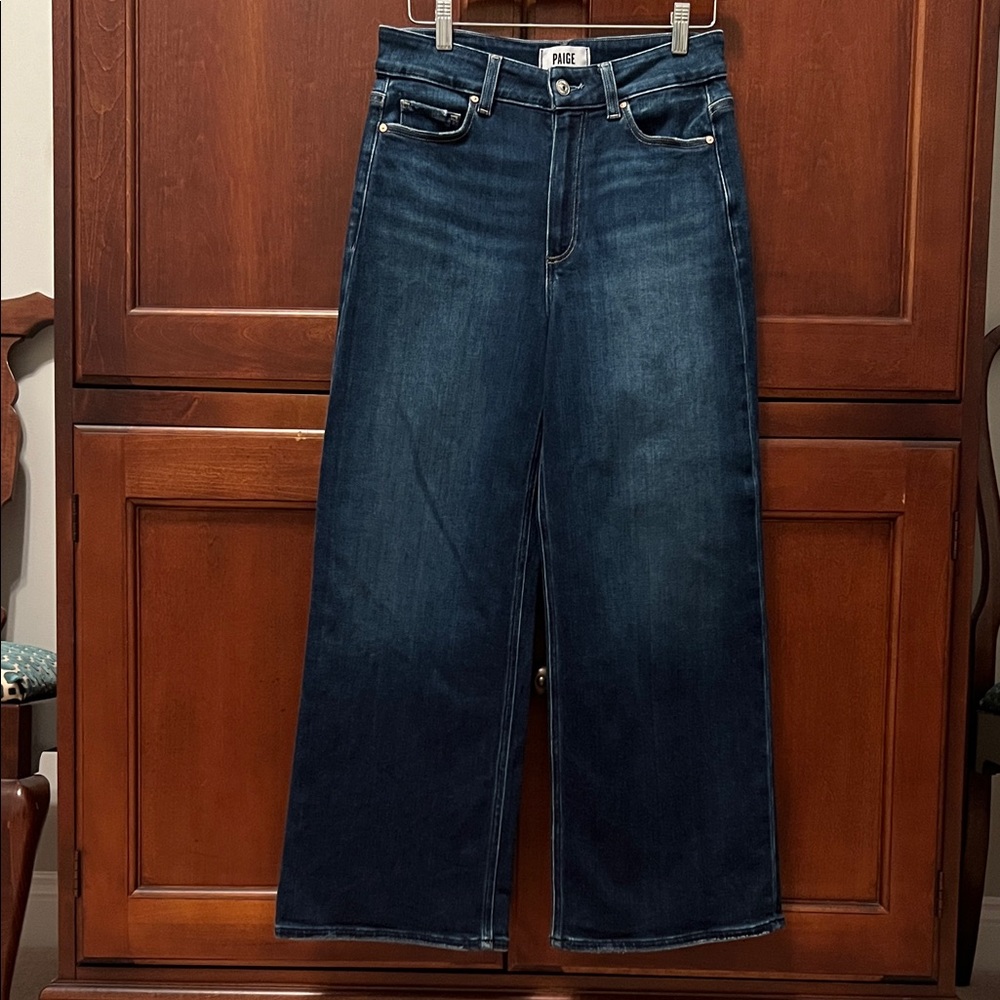 PAIGE Dark Indigo Wide-Leg Jeans